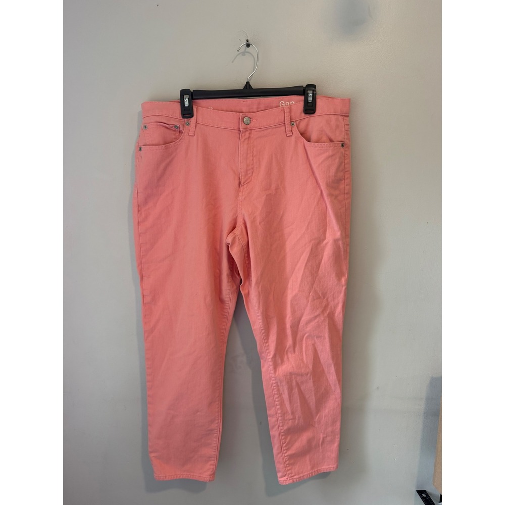 Gap 1969 Womens Coral‎ Pink Denim Jeans Size 33 Regular Ankle Length Pants